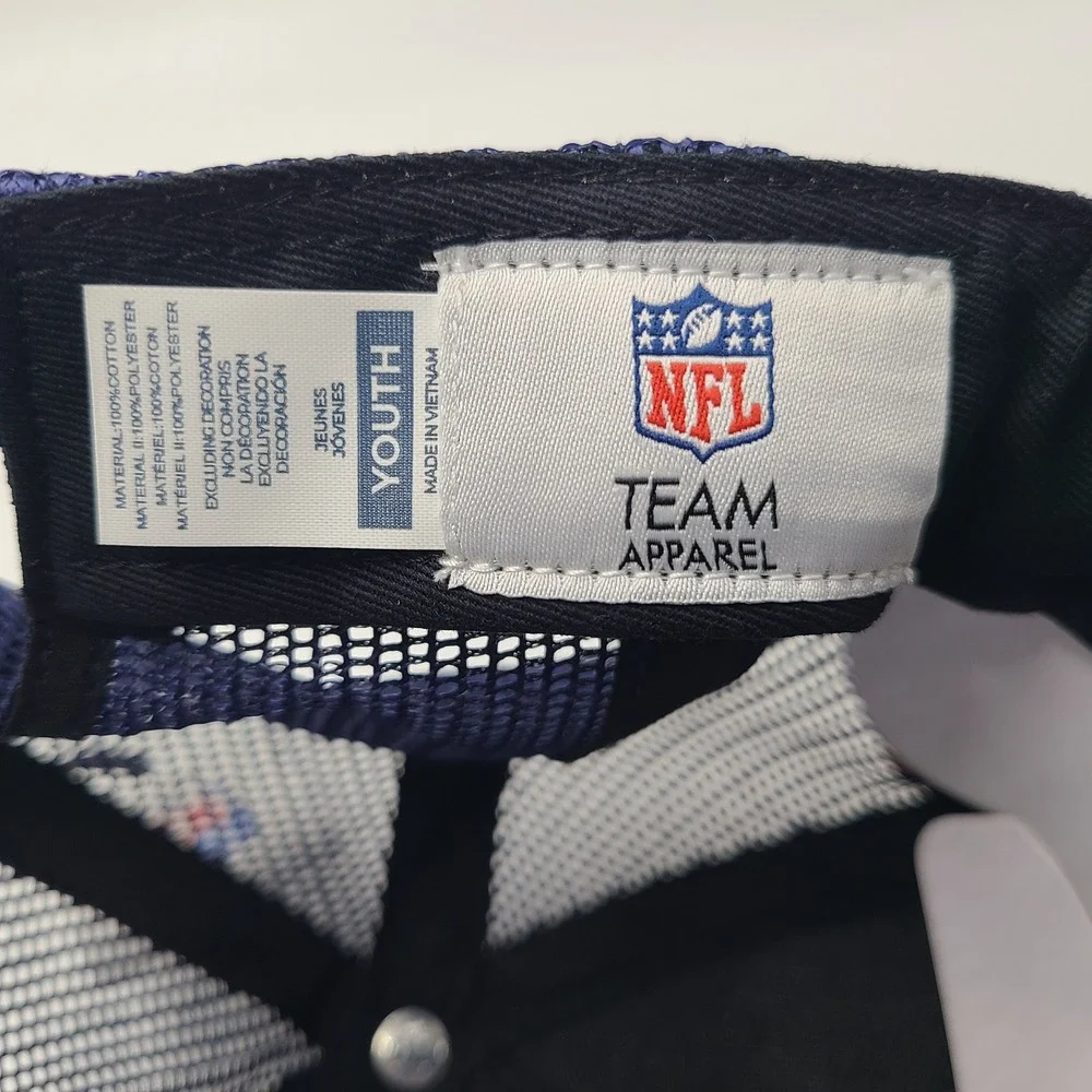 Youth New England Patriots Hat Adjustable Trucker Mesh NFL Team Apparel Blue NFL